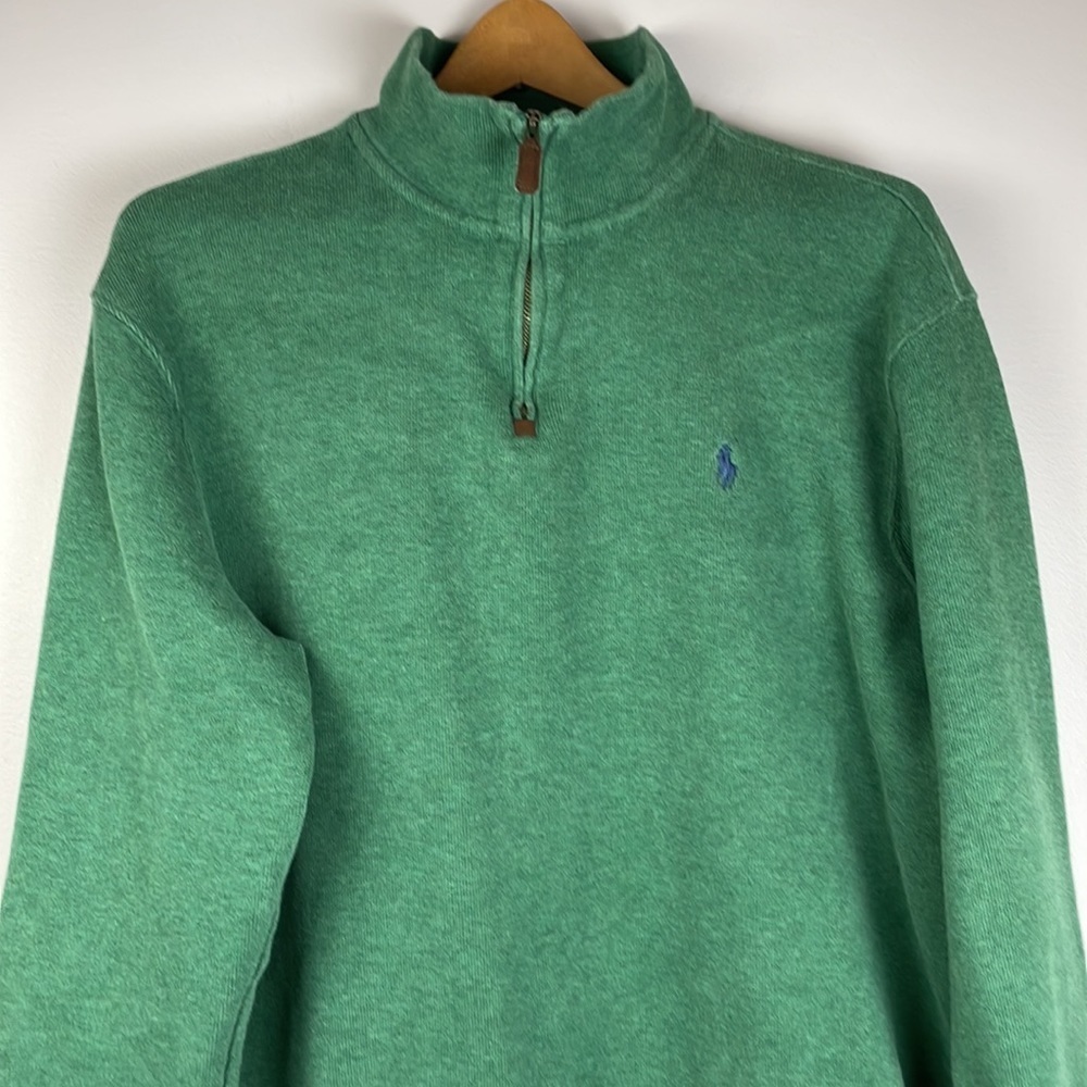 Polo Ralph Lauren Pullover Sweater SZ L Men 3/4 Zip Green - Picture 2 of 13